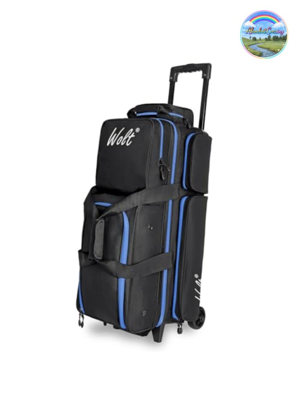 3 Ball Bowling Roller Bag with Wheels, Retractable Handle, Shoes Compartment